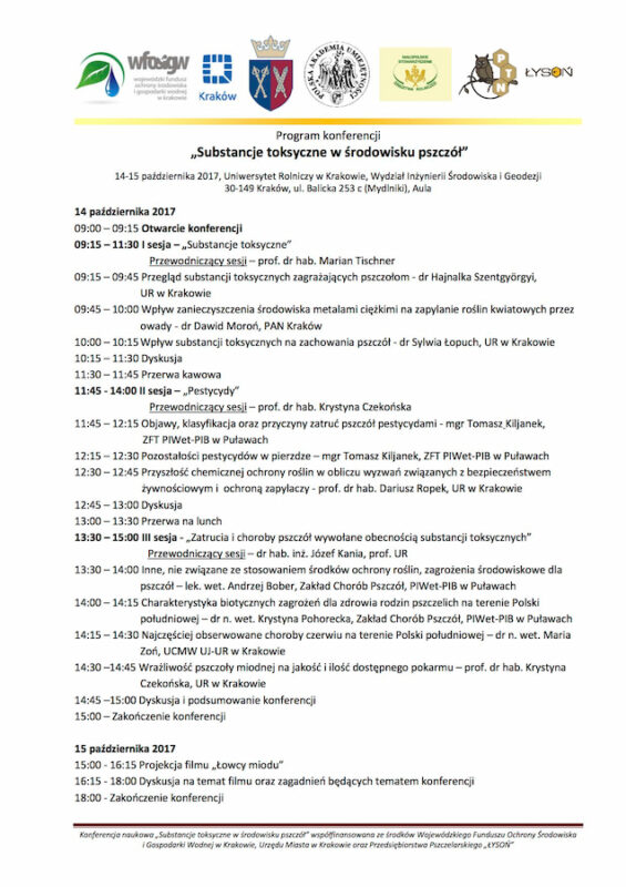 Konferencja pszczelarska, program